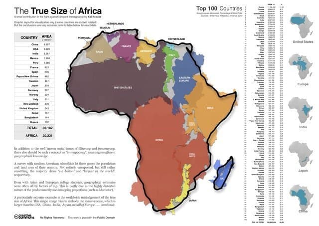 Africa's Size compared to other countries. 