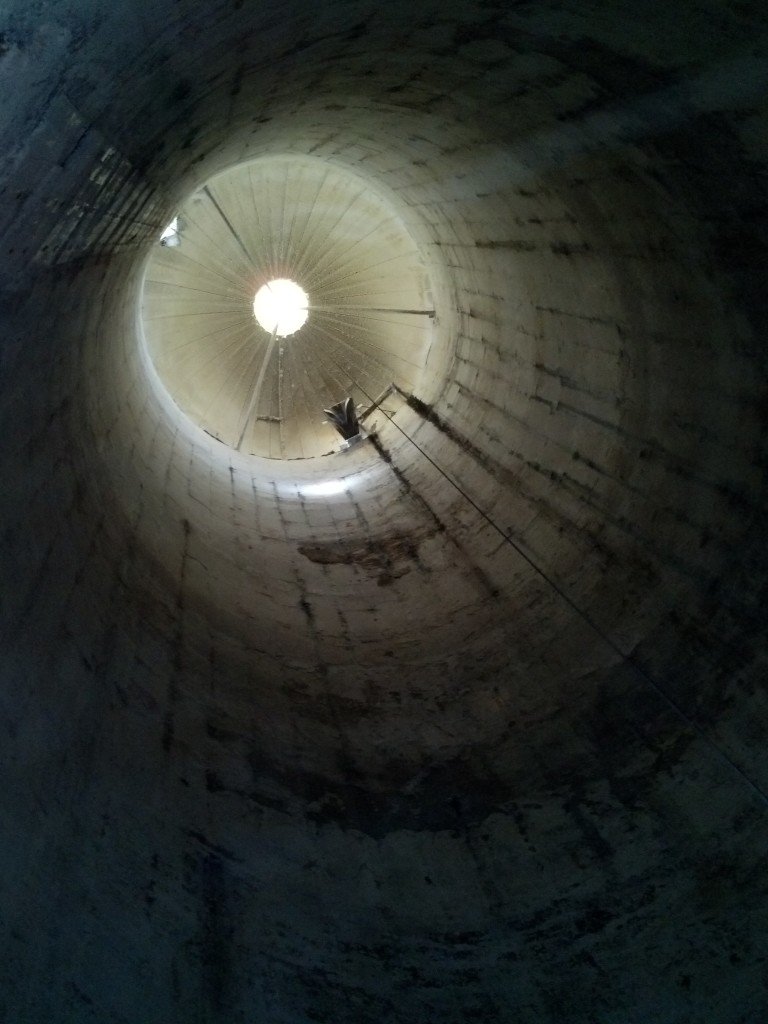 This is what the silo looks like from the bottom when it's empty. 
