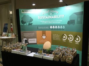 The booth where conference attendees could stop and learn about dairy sustainability. They also got to take home a CowPots pot!
